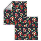 lovely wrapped aquarel christmas presents | red and green