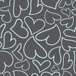 Swoon Hearts - XsOs_BlueWithGrayBG_HandDrawnHearts_seaml_Stock