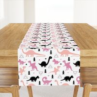 Adorable dino dinosaur fantasy geometric triangles and funky animal illustration theme for kids pink pastel apricot