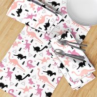 Adorable dino dinosaur fantasy geometric triangles and funky animal illustration theme for kids pink pastel apricot