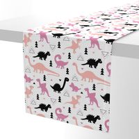 Adorable dino dinosaur fantasy geometric triangles and funky animal illustration theme for kids pink pastel apricot