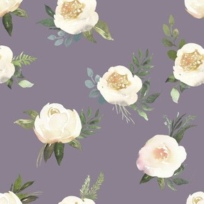 8" Dusty White Florals // Mamba Purple