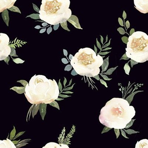 8" Dusty White Florals // Black