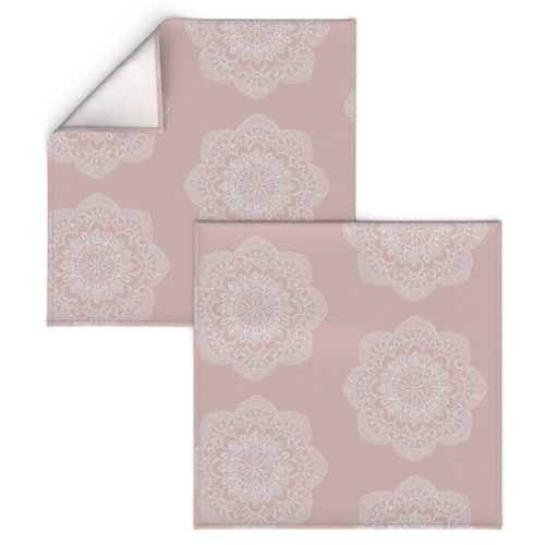 white medallion on blush pink