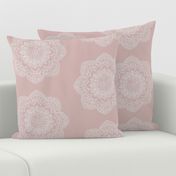 white medallion on blush pink