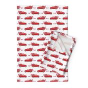 red vintage truck with hearts - valentines day - white