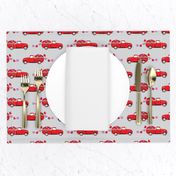 red vintage truck with hearts - valentines day - grey