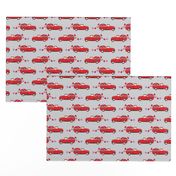 red vintage truck with hearts - valentines day - grey