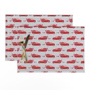 red vintage truck with hearts - valentines day - grey