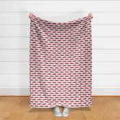 red vintage truck with hearts - valentines day - grey stripes