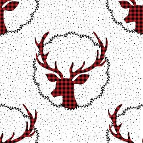 6" Plaid Deer Polka Dots