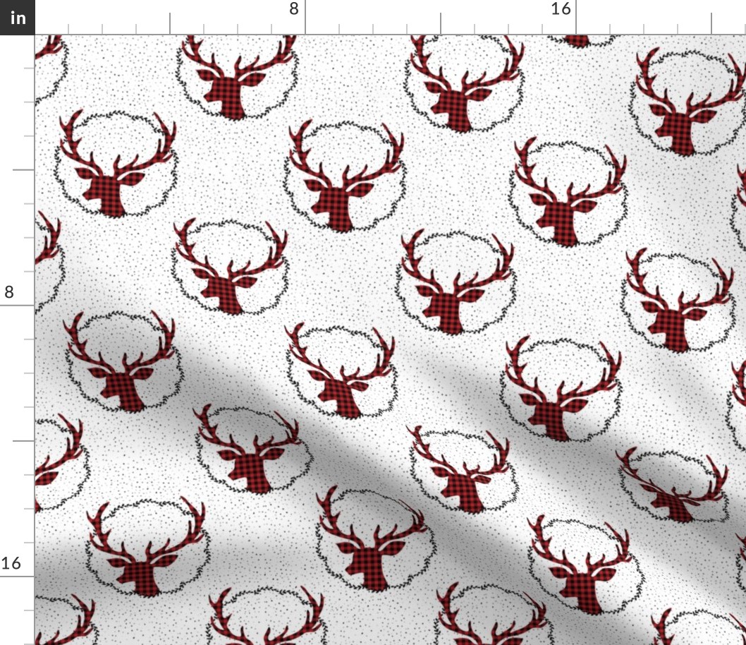 6" Plaid Deer Polka Dots
