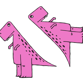 modern dino - cut and sew dino pillow trex (bright pink)
