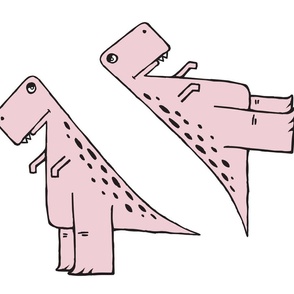 modern dino - cut and sew dino pillow trex (pink)