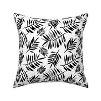 Botanical watercolor garden palm leaves summer beach monochrome black and white