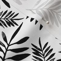 Botanical watercolor garden palm leaves summer beach monochrome black and white