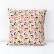 Pink Apple Pattern on a Beige Background