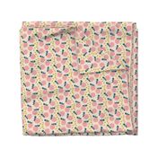 Pink Apple Pattern on a Beige Background