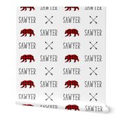 Personalized Name - Woodland Bear Buffalo Plaid & Arrows - Sawyer