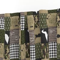 3 inch Ducks & Trucks//Black, Green & Tan - Wholecloth Cheater Quilt - Rotated