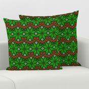 Christmas Fair Isle knit snowflakes green red Wallpaper