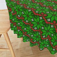 Christmas Fair Isle knit snowflakes green red Wallpaper