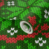 Christmas Fair Isle knit snowflakes green red Wallpaper