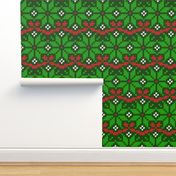 Christmas Fair Isle knit snowflakes green red Wallpaper