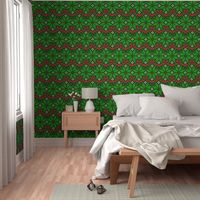 Christmas Fair Isle knit snowflakes green red Wallpaper