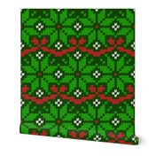 Christmas Fair Isle knit snowflakes green red Wallpaper