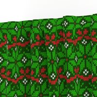 Christmas Fair Isle knit snowflakes green red Wallpaper