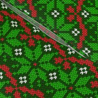 Christmas Fair Isle knit snowflakes green red Wallpaper