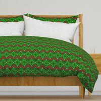 Christmas Fair Isle knit snowflakes green red Wallpaper