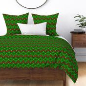 Christmas Fair Isle knit snowflakes green red Wallpaper