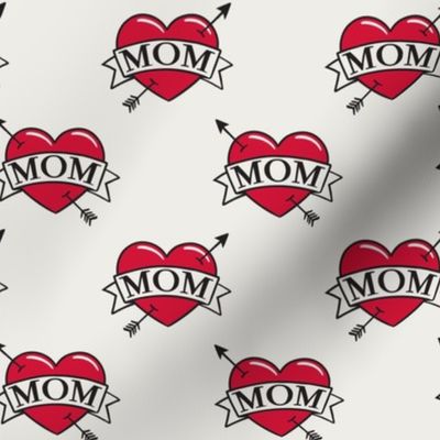 mom heart tattoo - red