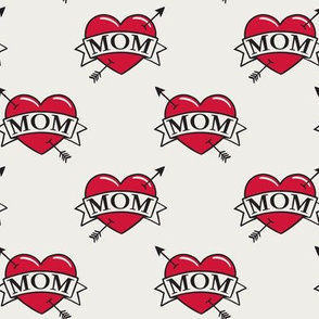 mom heart tattoo - red
