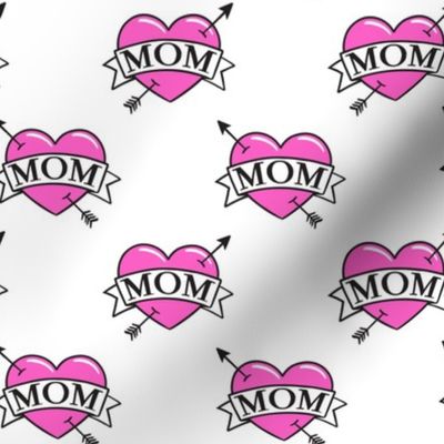 mom heart tattoo - pink
