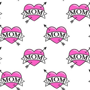 mom heart tattoo - pink