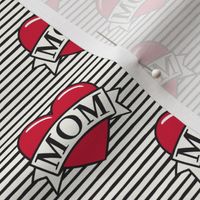 mom heart tattoo - red on stripes