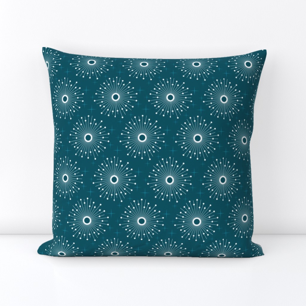 Mid century starburst floral - blue