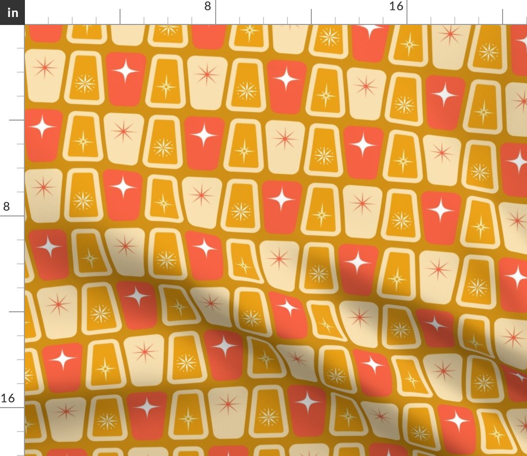 Mid century modern starbursts orange