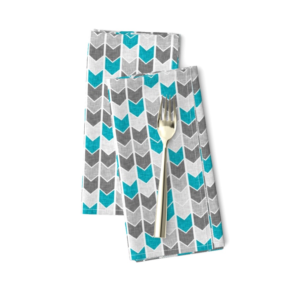 Chevron Arrows//Linen - Gre//Turquoise