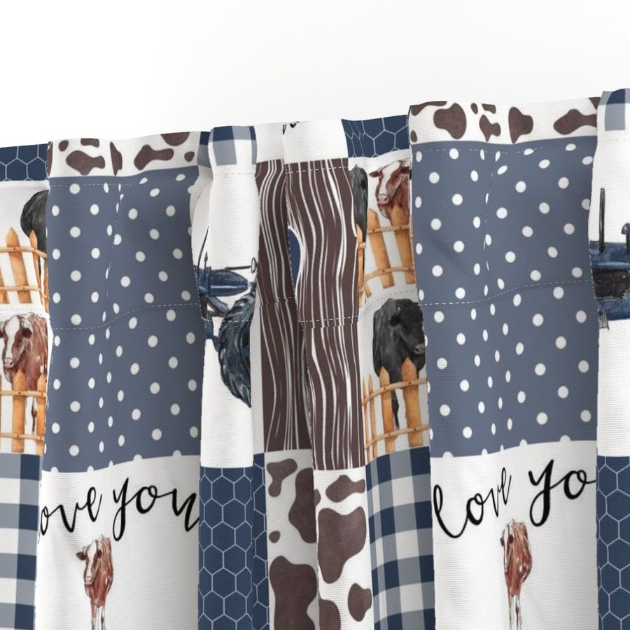 Farm//Love you till the cows come home//Hereford&Angus/Blues//Gingham - Wholecloth Cheater Quilt