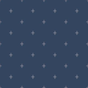 Navy Blue and Blush Pink Plus Sign Pattern K075