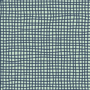 Mint Green and Navy Blue Hand Drawn Thin Criss Crossing Lines Pattern K075