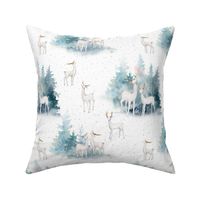 10" Winter Wonderland - Watercolor Hand drawn Animals in Forest