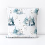 10" Winter Wonderland - Watercolor Hand drawn Animals in Forest