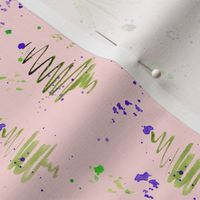 Firs and confetti in green and pink || watercolor christmas pattern