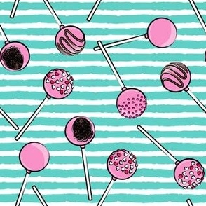 Cake pops - teal stripes