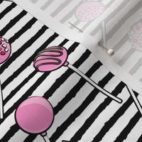 Cake pops - pink on black stripes